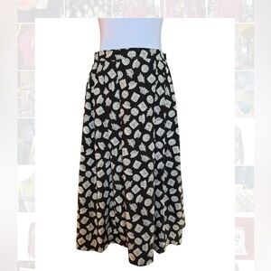 Pendleton Women’s Vintage Black Midi Skirt Cute Pattern A Line Size 8P Petite